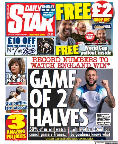 Daily Star Newspaper Front Page for 10 December 2022