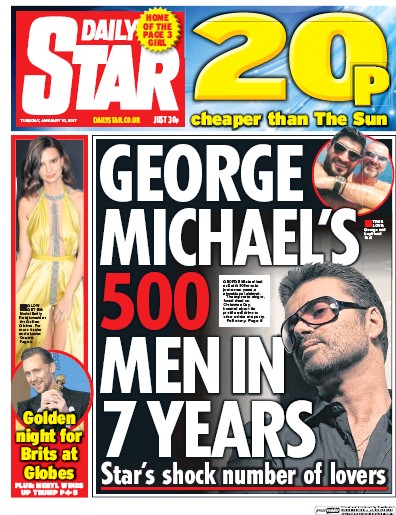Daily Star Newspaper Front Page for 10 January 2017