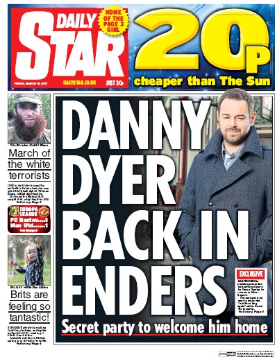 Daily Star (UK) Newspaper Front Page for 10 March 2017