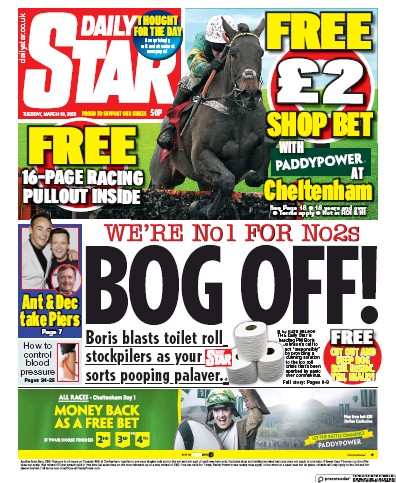 Daily Star Newspaper Front Page for 10 March 2020