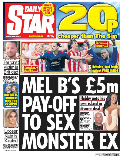 Daily Star (UK) Newspaper Front Page for 10 April 2017