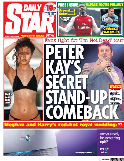 Daily Star (UK) Newspaper Front Page for 10 April 2018