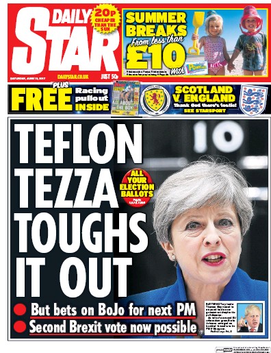 Daily Star Newspaper Front Page for 10 June 2017