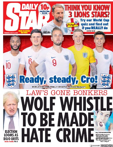 Daily Star Newspaper Front Page for 10 July 2018