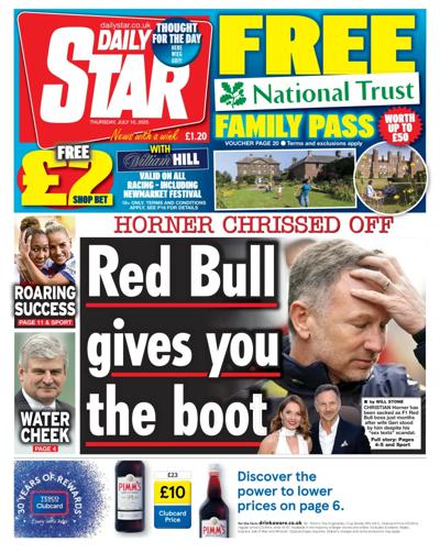 Daily Star (UK) Newspaper Front Page for 10 July 2025