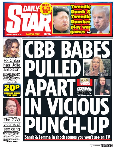 Daily Star Newspaper Front Page for 10 August 2017