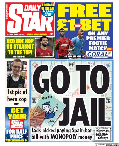 Daily Star Newspaper Front Page for 10 August 2019