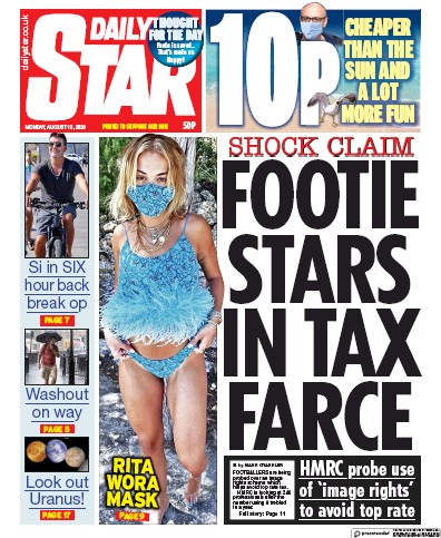 Daily Star Newspaper Front Page for 10 August 2020