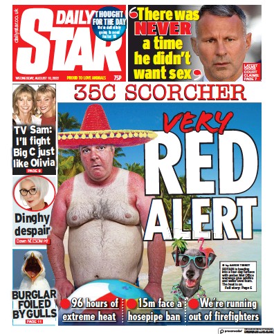 Daily Star (UK) Newspaper Front Page for 10 August 2022