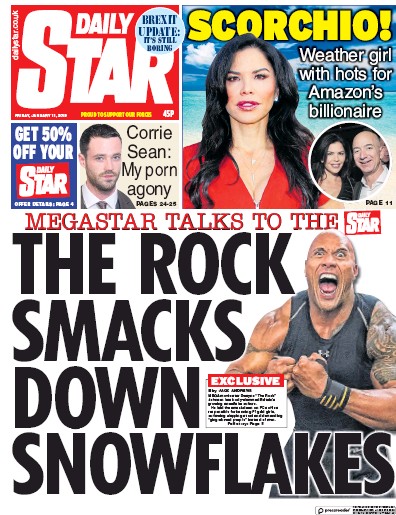 Daily Star (UK) Newspaper Front Page for 11 January 2019
