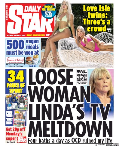 Daily Star Newspaper Front Page for 11 January 2020