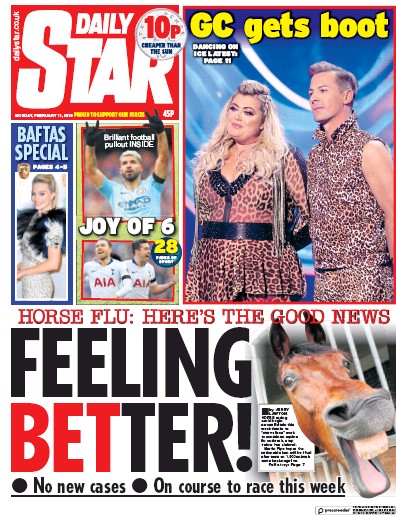 Daily Star (UK) Newspaper Front Page for 11 February 2019