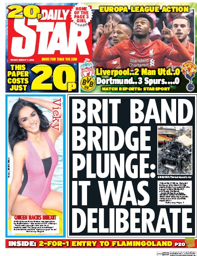 Daily Star Newspaper Front Page for 11 March 2016