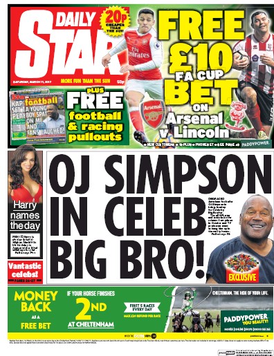 Daily Star Newspaper Front Page for 11 March 2017