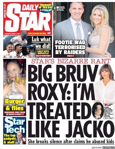 Daily Star (UK) Newspaper Front Page for 11 March 2019