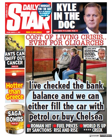 Daily Star Newspaper Front Page for 11 March 2022
