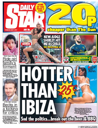 Daily Star Newspaper Front Page for 11 May 2017