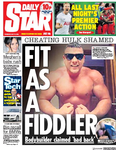 Daily Star (UK) Newspaper Front Page for 11 May 2018
