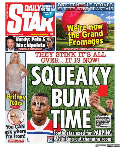 Daily Star (UK) Newspaper Front Page for 11 May 2022