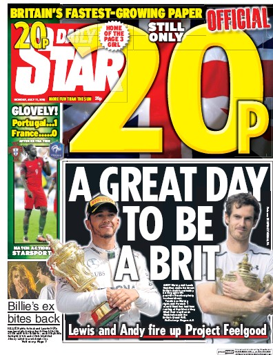 Daily Star Newspaper Front Page for 11 July 2016
