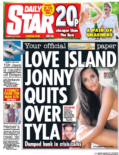 Daily Star Newspaper Front Page for 11 July 2017