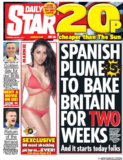 Daily Star Newspaper Front Page for 11 August 2016