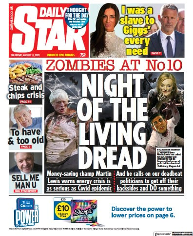 Daily Star (UK) Newspaper Front Page for 11 August 2022