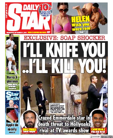 Daily Star (UK) Newspaper Front Page for 11 September 2019