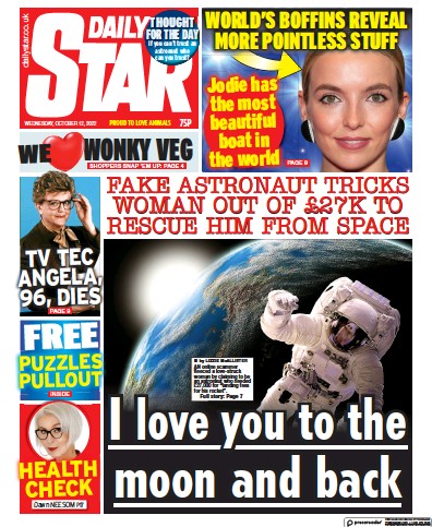 Daily Star (UK) Newspaper Front Page for 12 October 2022