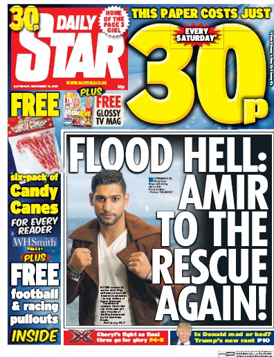 Daily Star (UK) Newspaper Front Page for 12 December 2015