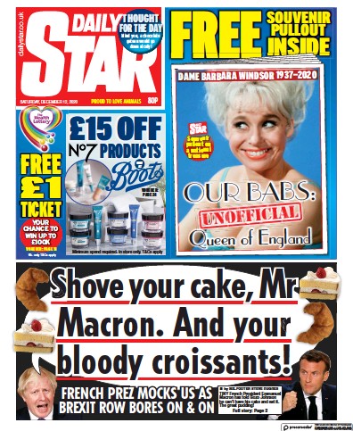 Daily Star Newspaper Front Page for 12 December 2020