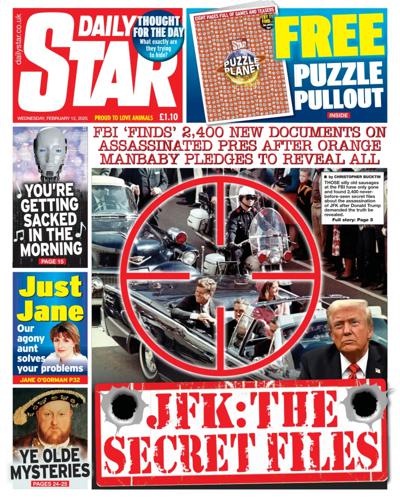 Daily Star (UK) Newspaper Front Page for 12 February 2025