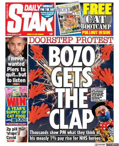 Daily Star (UK) Newspaper Front Page for 12 March 2021