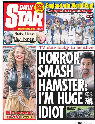 Daily Star Newspaper Front Page for 12 June 2017
