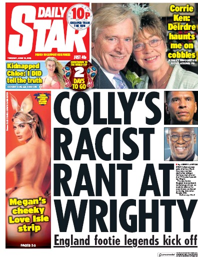 Daily Star (UK) Newspaper Front Page for 12 June 2018