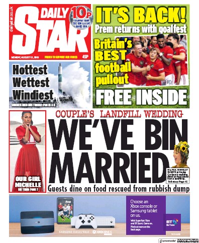 Daily Star Newspaper Front Page for 12 August 2019