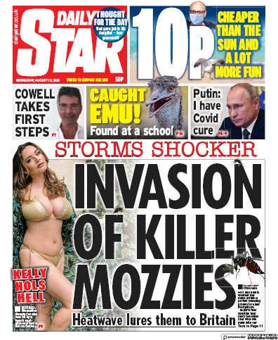Daily Star (UK) Newspaper Front Page for 12 August 2020