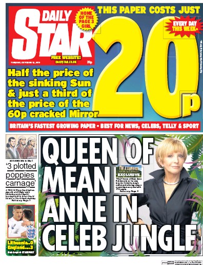 Daily Star Newspaper Front Page for 13 October 2015