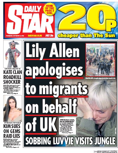 Daily Star Newspaper Front Page for 13 October 2016