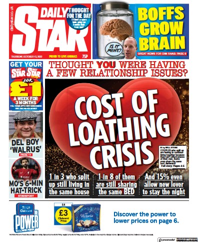 Daily Star Newspaper Front Page for 13 October 2022