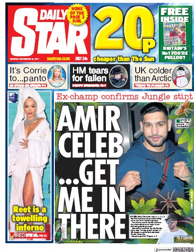 Daily Star Newspaper Front Page for 13 November 2017