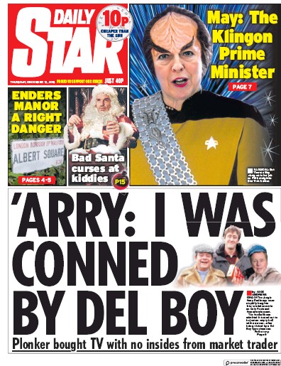 Daily Star Newspaper Front Page for 13 December 2018