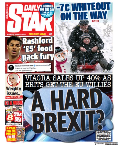Daily Star Newspaper Front Page for 13 January 2021