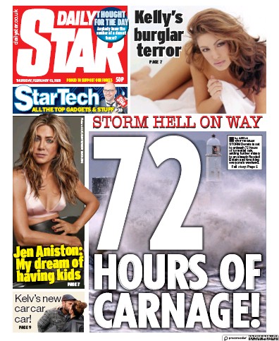Daily Star Newspaper Front Page for 13 February 2020
