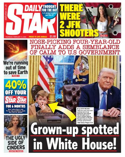 Daily Star (UK) Newspaper Front Page for 13 February 2025