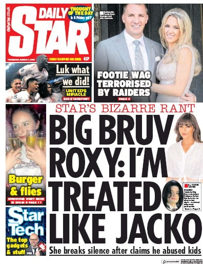 Daily Star (UK) Newspaper Front Page for 13 March 2019