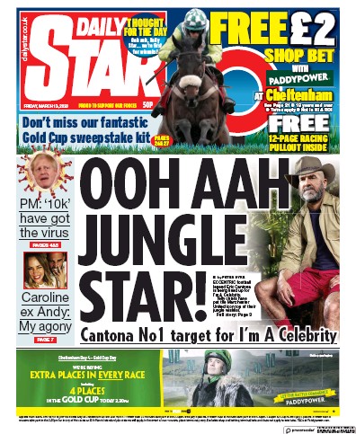 Daily Star Newspaper Front Page for 13 March 2020