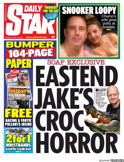 Daily Star Newspaper Front Page for 13 April 2019