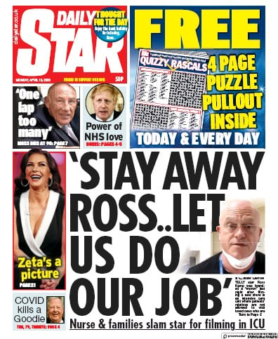 Daily Star Newspaper Front Page for 13 April 2020