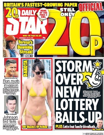 Daily Star Newspaper Front Page for 13 July 2016